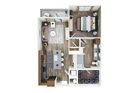 Floor plan for 1 bed, 1 bath, 800 sqft